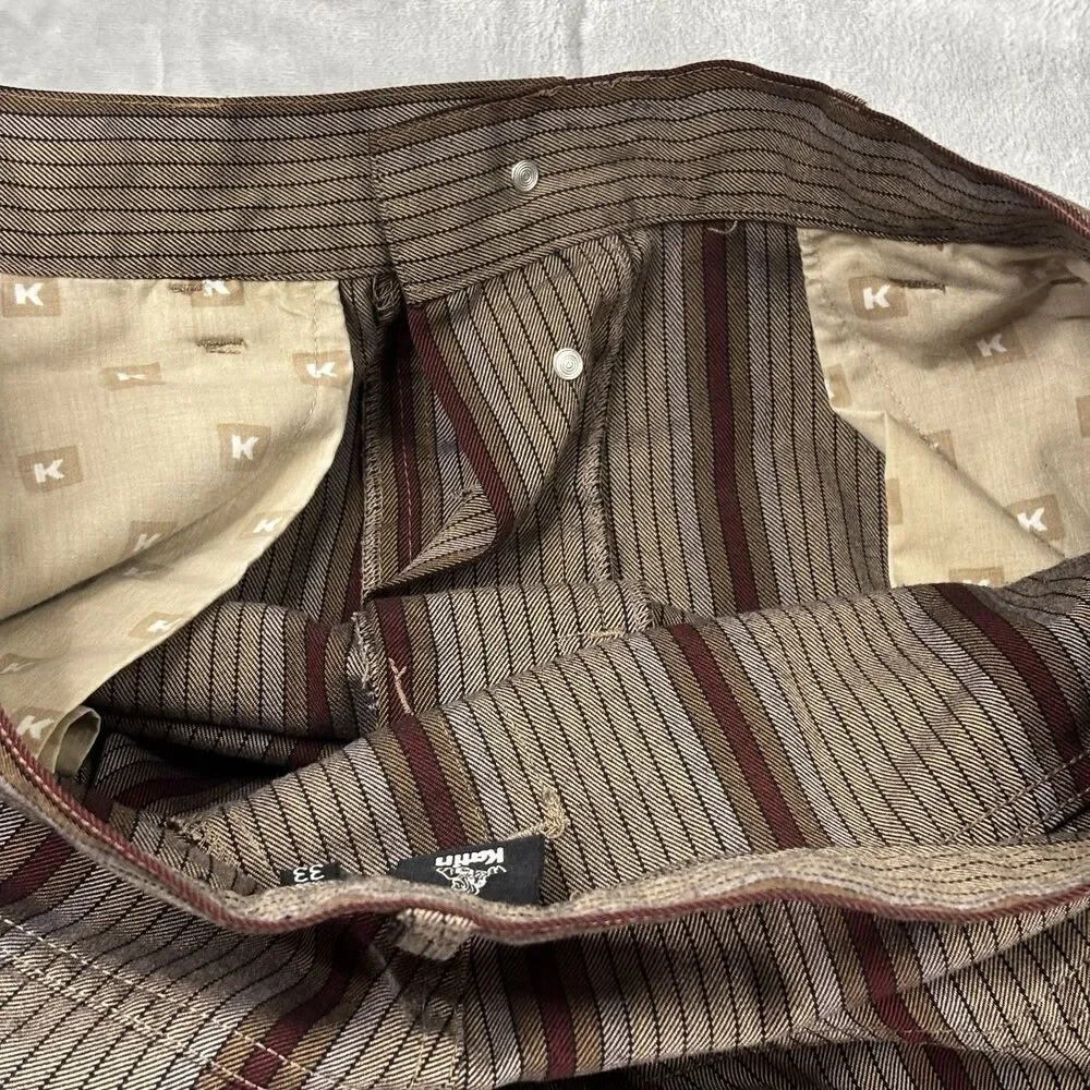 Katin Surf Co  Men's Bermuda Shorts Size 33 Brown /Maroon Striped Button Fly - Picture 8 of 13